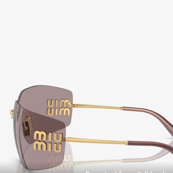 Miu Miu MU54YS Oversized Gold and Brown Sunglasses - Picture 4 of 5